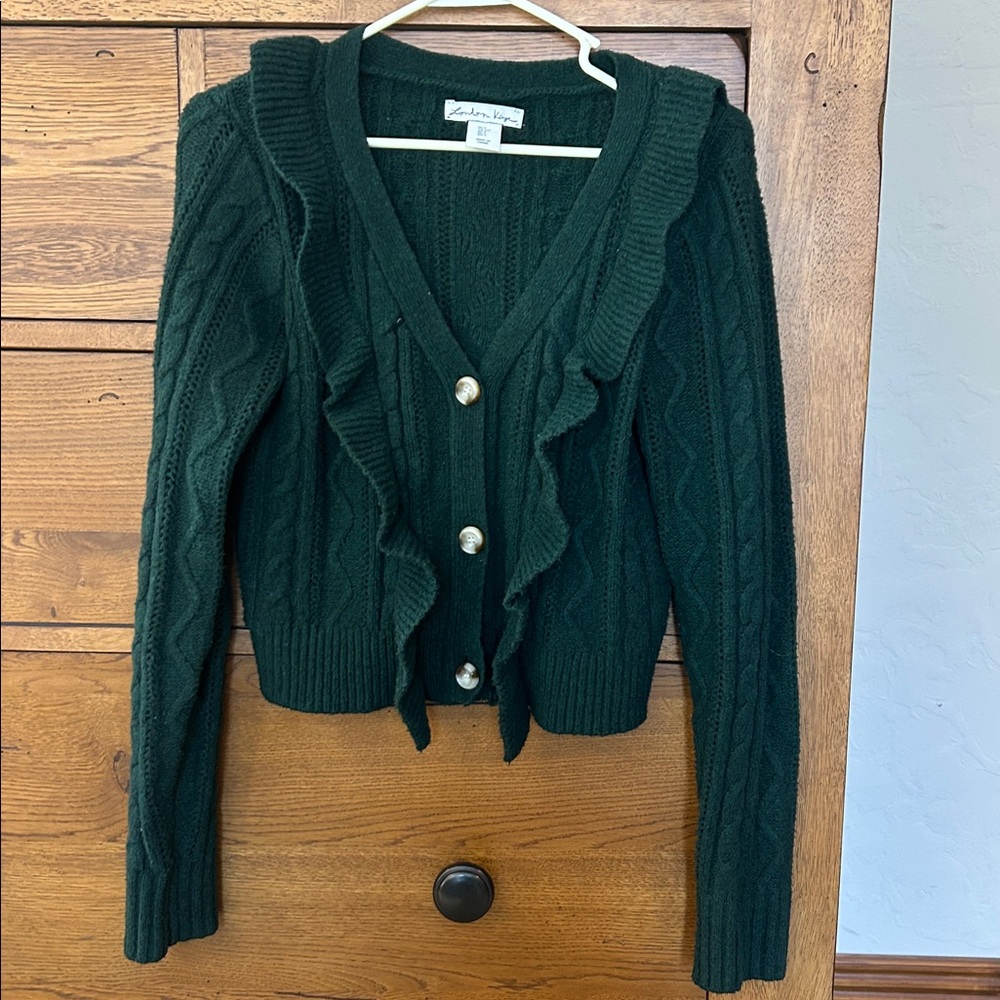 RACHEL Rachel Roy Black Ruffled Cardigan